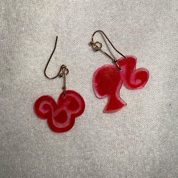 PINK Barbie Earrings Handmade - Picture 1 of 2